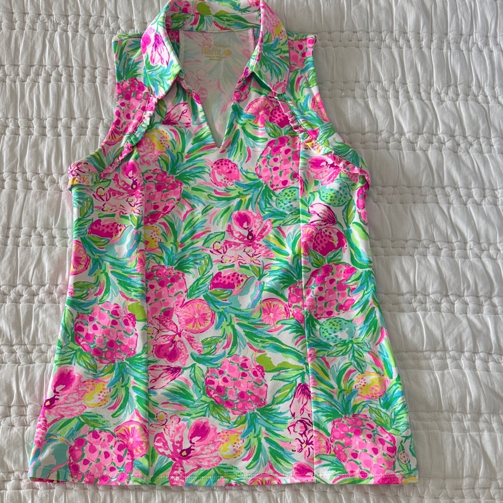 Lilly Pulitzer Pink and Green Floral Blouse